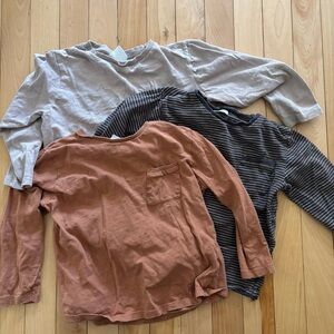 Zara Rust, Charcoal Stripe & Light Gray 3-Pack Long Sleeve Tees